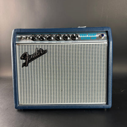 Front of Used Fender '68 Custom Vibro Champ Reverb Navy Blue.