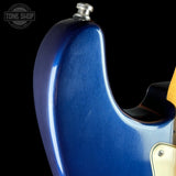 Wear on body of Used 1991 Fender American Standard Midnight Blue.