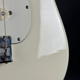 Wear on body of Used 2018 Fender American Standard Stratocaster Vintage White Left Handed.