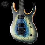 Front angle of Used Mayones Duvell Elite Pro 6 Galaxy Eye Blue Satin.