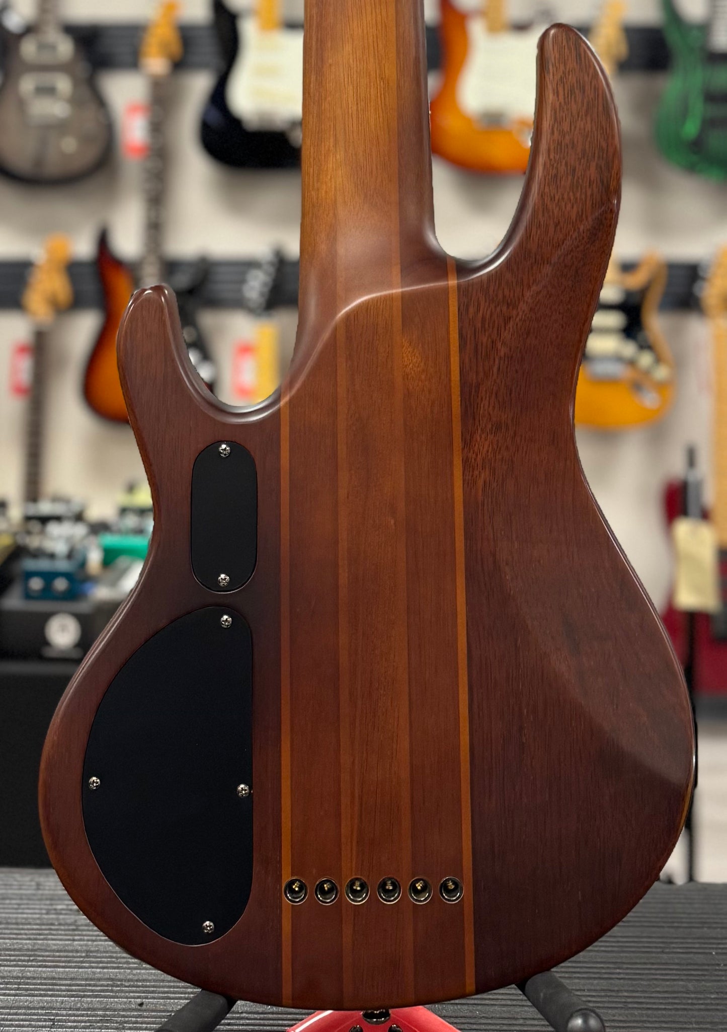 Back of body of Used 2017 ESP LTD D-6 Six String Bass Natural-Satin w/Case TSS6436