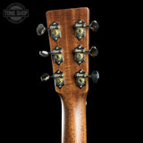 Back of headstock of Martin Custom Shop  18 Style 0000/M Adirondack/Quilted Mahogany.