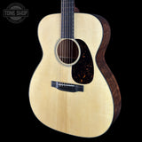 Front angle of Martin Custom Shop  18 Style 0000/M Adirondack/Quilted Mahogany.