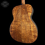 Back angle of Martin Custom Shop  18 Style 0000/M Adirondack/Quilted Mahogany.