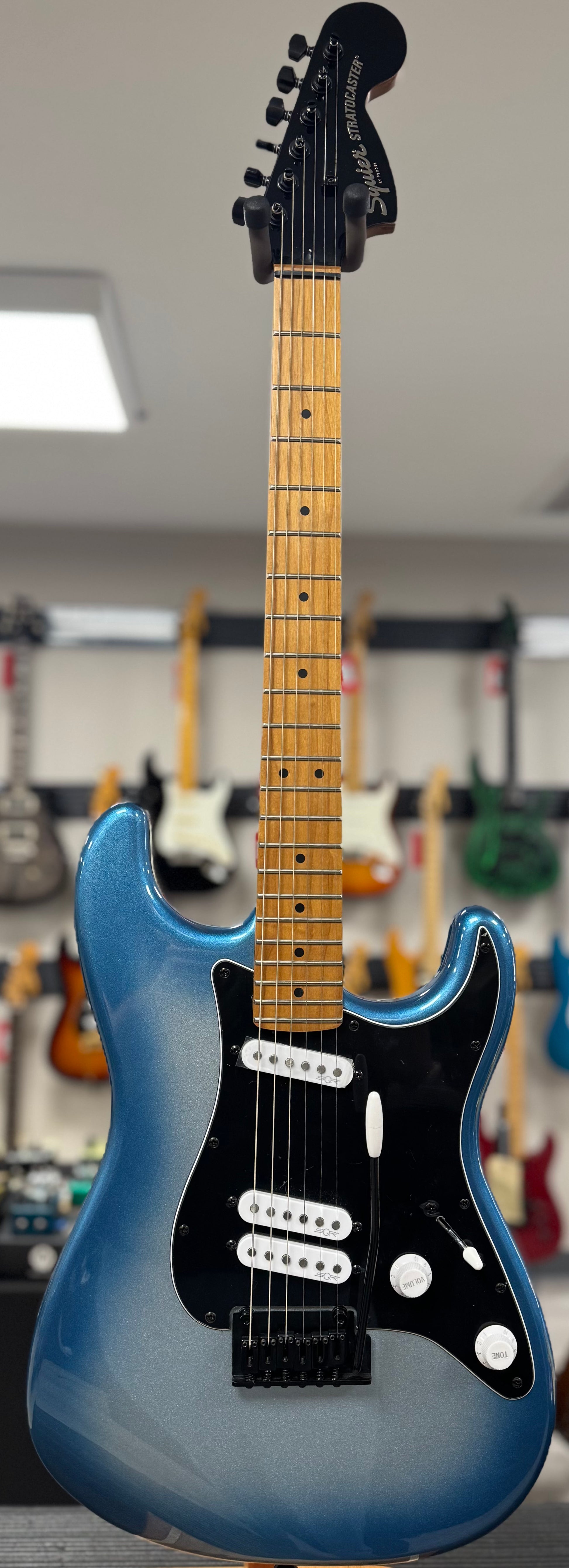 Front of whole Used 2021 Squier Contemporary Strat Blueburst w/bag TSU22783