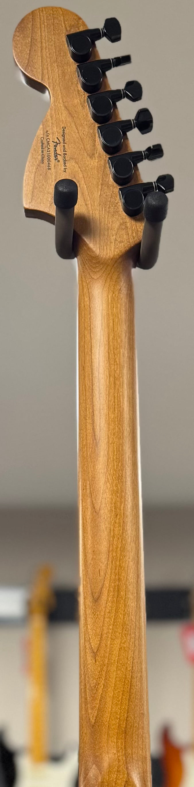 Back of neck of Used 2021 Squier Contemporary Strat Blueburst w/bag TSU22783