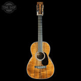 Full front of Martin Custom Shop  28 Style 00-12F All Exceptional Broad Figured Koa.