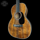 Front angle of Martin Custom Shop  28 Style 00-12F All Exceptional Broad Figured Koa.