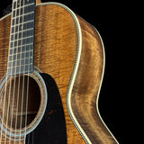 Front detail of Martin Custom Shop  28 Style 00-12F All Exceptional Broad Figured Koa.
