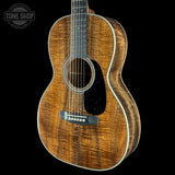 Front angle of Martin Custom Shop  28 Style 00-12F All Exceptional Broad Figured Koa.