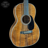 Front angle of Martin Custom Shop  28 Style 00-12F All Exceptional Broad Figured Koa.
