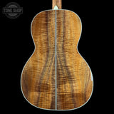 Back of Martin Custom Shop  28 Style 00-12F All Exceptional Broad Figured Koa.