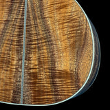 Back detail of Martin Custom Shop  28 Style 00-12F All Exceptional Broad Figured Koa.