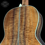 Back detail of Martin Custom Shop  28 Style 00-12F All Exceptional Broad Figured Koa.