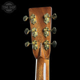 Back of headstock of Martin Custom Shop  42 Style Super D Adirondack/Wild Grain East Indian Rosewood.