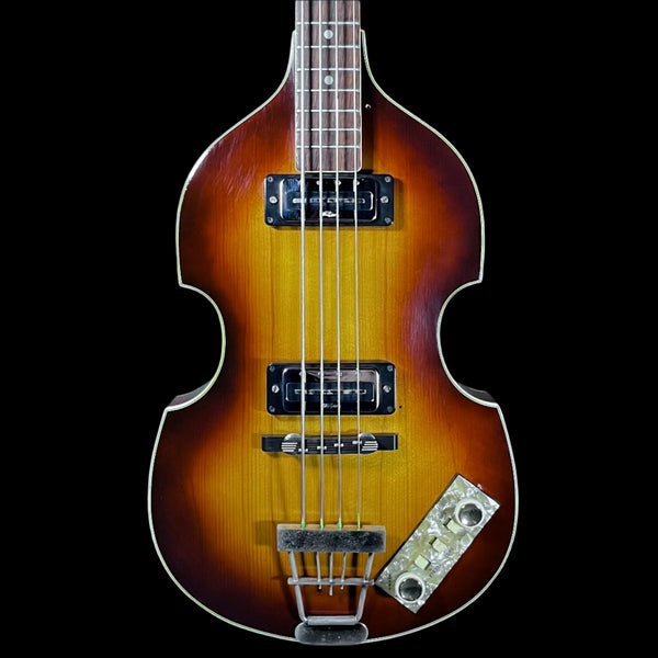 Front of Used Vintage 1967 Hofner H500/1 Violin Bass Sunburst w/Original Case TFW2021
