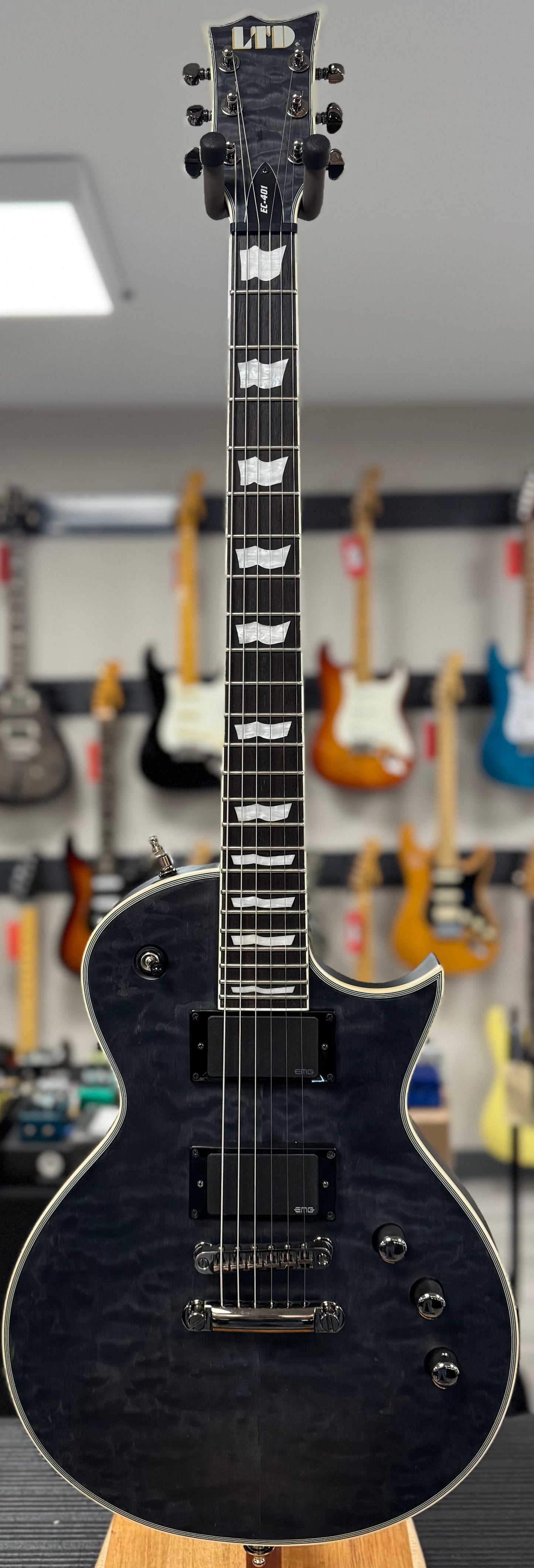 Front of whole Used ESP LTD EC-401 Trans Black w/bag TSS6417