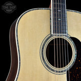 Front detail of Martin Custom Shop  42 Style Super D Adirondack/Wild Grain East Indian Rosewood.