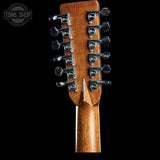 Back of headstock of Martin Custom Shop  41 Style Grand Jumbo 12 string Adirondack/Wild Grain East Indian Rosewood.