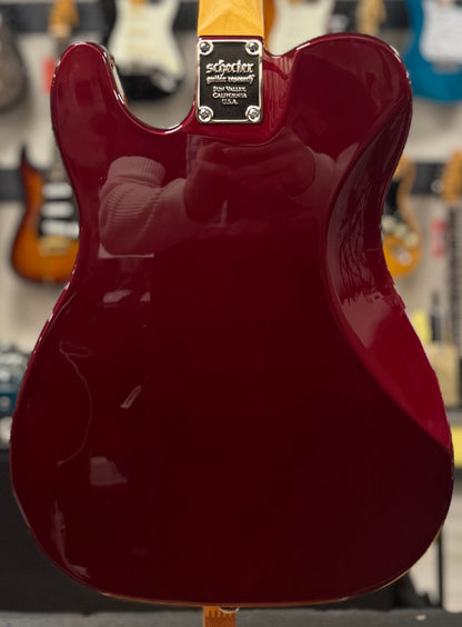 Back of body of Used Schecter Diamond Series PT Fastback Bigsby Red w/bag TSU22778