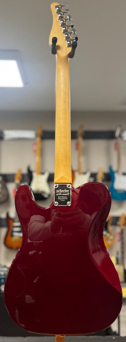 Back of whole Used Schecter Diamond Series PT Fastback Bigsby Red w/bag TSU22778