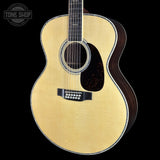 Front angle of Martin Custom Shop  41 Style Grand Jumbo 12 string Adirondack/Wild Grain East Indian Rosewood.