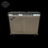A Fender Blue Brite amplifier with a black cabinet, silver grille, and black knobs, shown against a solid black background with a Tone Shop watermark in the top left corner.
