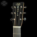 Headstock of Martin Custom Shop  28 Style 00-14F Adirondack/Bastogne Walnut.