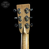 Back of headstock of Martin Custom Shop  28 Style 00-14F Adirondack/Bastogne Walnut.