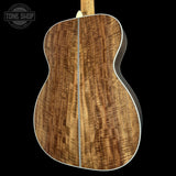 Back angle of Martin Custom Shop  28 Style 00-14F Adirondack/Bastogne Walnut.