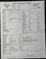 Sheet of paper with printed text and forms on a black background