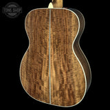 Back angle of Martin Custom Shop  28 Style 00-14F Adirondack/Bastogne Walnut.