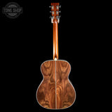 Full back of Martin Custom Shop  28/45 Style OM Adirondack/Wild Grain East Indian Rosewood.