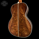 Back angle of Martin Custom Shop  28 Style 00-14F Slope Shoulder Adirondack/Wild Grain East Indian Rosewood.