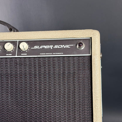 Super-Sonic guitar amplifier with a textured front panel on a dark background