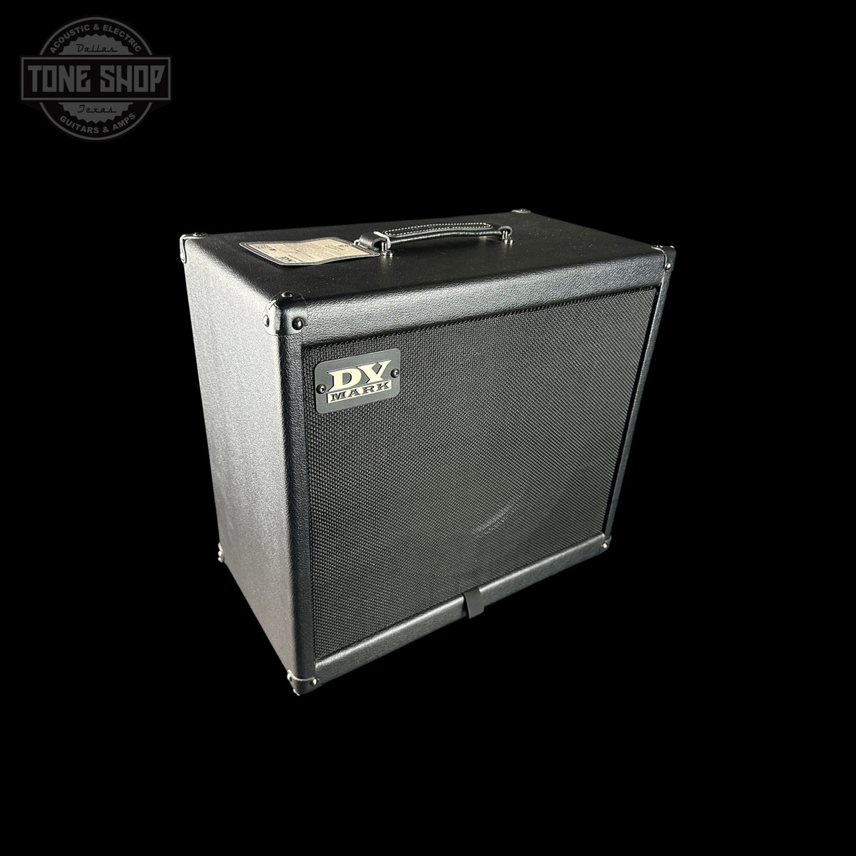 Guitar amplifier cabinet with 'DV Mark' logo on a black background