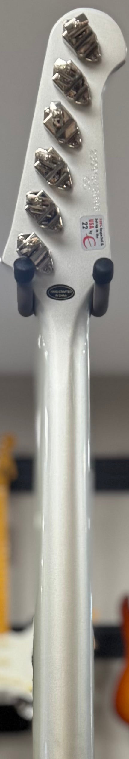 Back of neck of Used Epiphone Inspired by Gibson Custom Firebird I Inca Silver w/case TSS6450