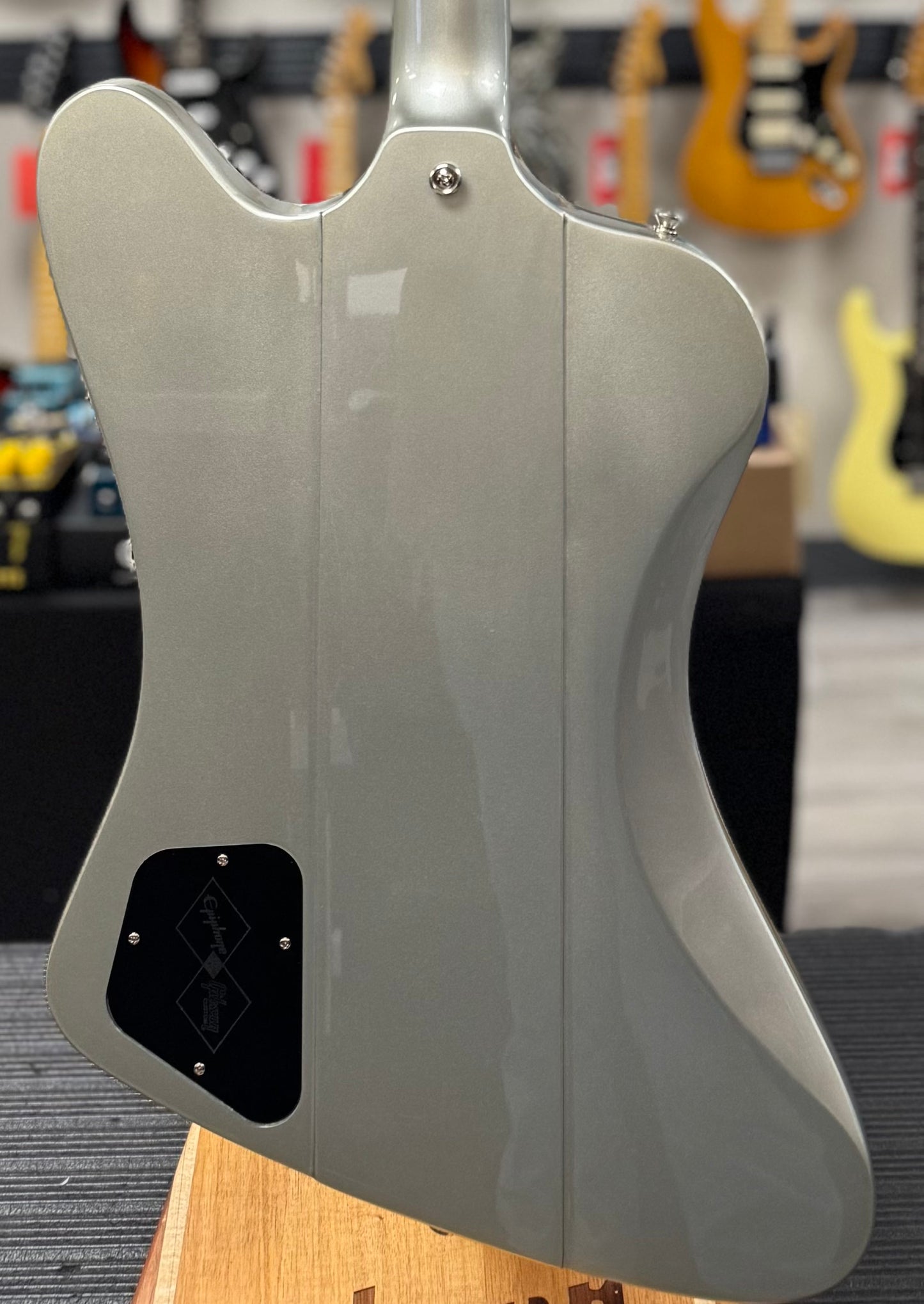 Back of body of Used Epiphone Inspired by Gibson Custom Firebird I Inca Silver w/case TSS6450