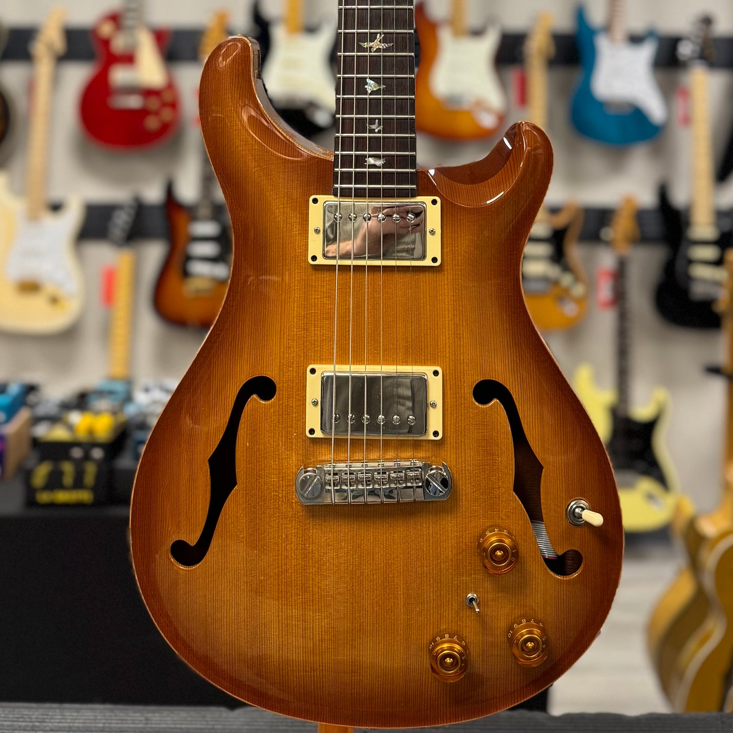 Front of body of Used 2004 PRS McCarty Hollowbody Piezo Vintage Natural w/case TSS6449