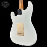 Back angle of Fender Custom Shop Limited Edition Roasted '54 Strat Journeyman Relic '55 Desert Tan.
