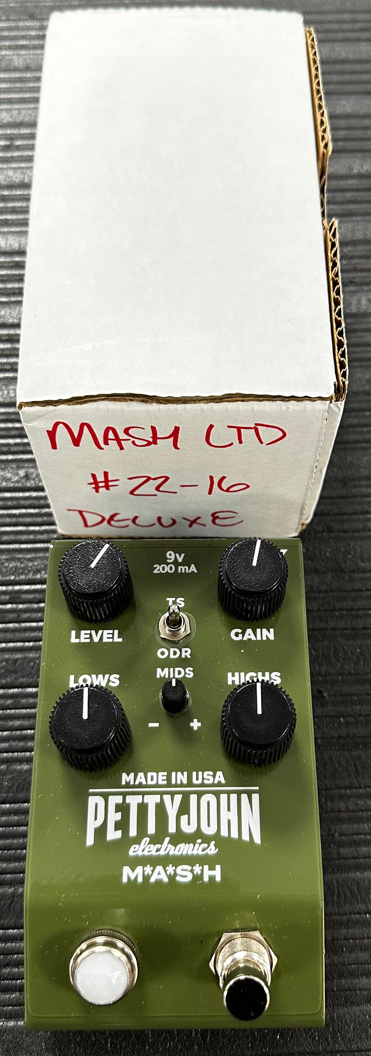Top with box of Used Petty John Electronics MASH Limited Edition Overdrive Pedal w/box TSS3488