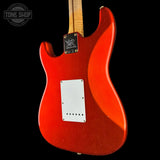 Back angle of Fender Custom Shop LTD 70th Anniversary 1954 Stratocaster Candy Tangerine.
