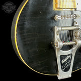 Front detail of Used 2005 Gibson Custom Shop Neil Young "Old Black" (Yamano) LPR-6 Les Paul Tom Murphy Aged.