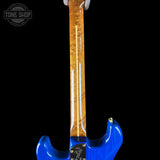 Back of neck of Fender Custom Shop American Custom Strat MN NOS Sapphire Blue Transparent.