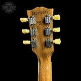 Back of headstock of Gibson Les Paul Standard 50s Figured Top Ocean Blue.