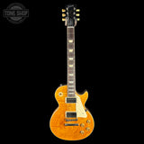 Full front of Gibson Les Paul Standard 50s Figured Top Honey Amber.
