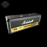 Marshall JVM guitar amplifier head on a black background with 'Tone Shop' logo.