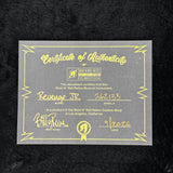 Certificate of authenticity for Rock N Roll Relics Revenge Jr Gold W/Black Polka Dots Relic.