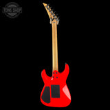 Red electric guitar with a black pickguard on a white background, featuring the Tone Shop logo.