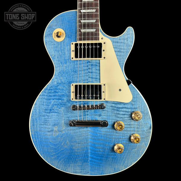 Front of Gibson Les Paul Standard 50s Figured Top Ocean Blue.